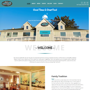 Screenshot of BJ's Carolina Café website