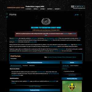 Screenshot of Federation Legacy Wiki website
